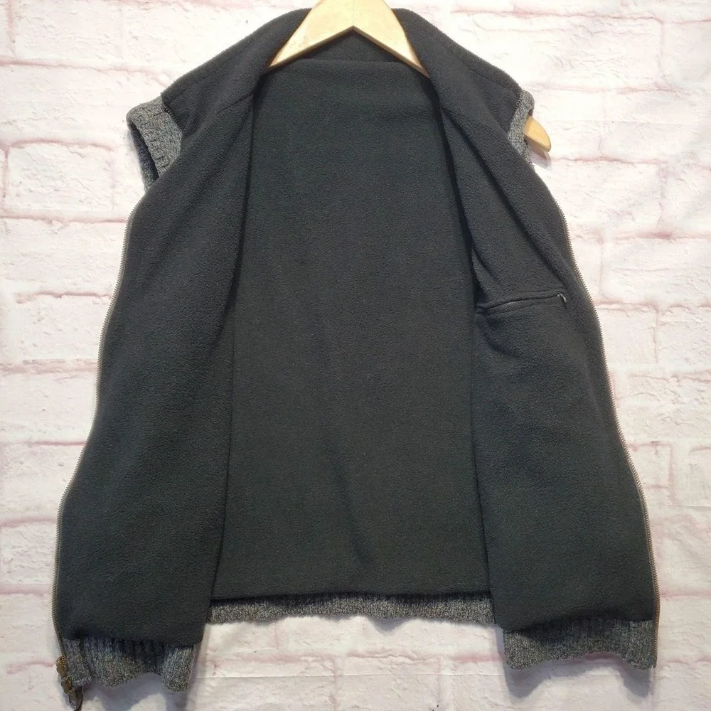 Pendleton Sweater Vest Mens XL Gray Blue Marled Shetland Wool‎ Fleece Lined Zip